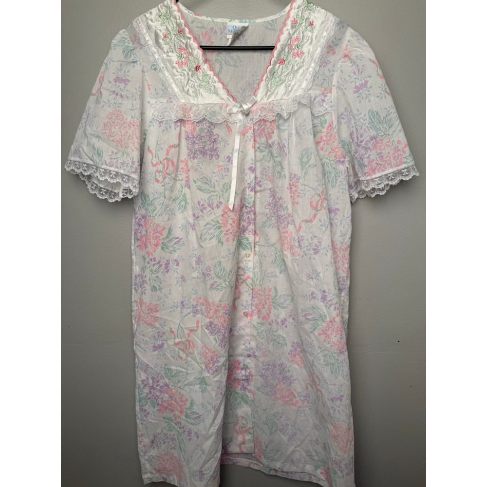Women's Quiet Moments Nightgown White Floral Print Size Large